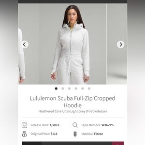 Lululemon Cropped Scuba size 10 heathered grey